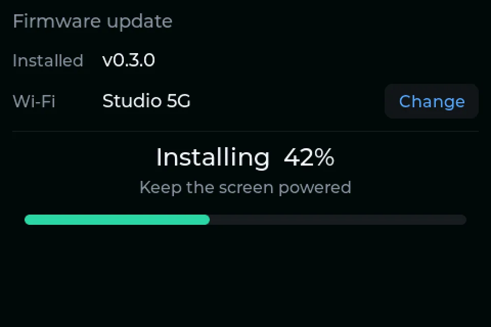 The update installing over Wi-Fi, 42 %